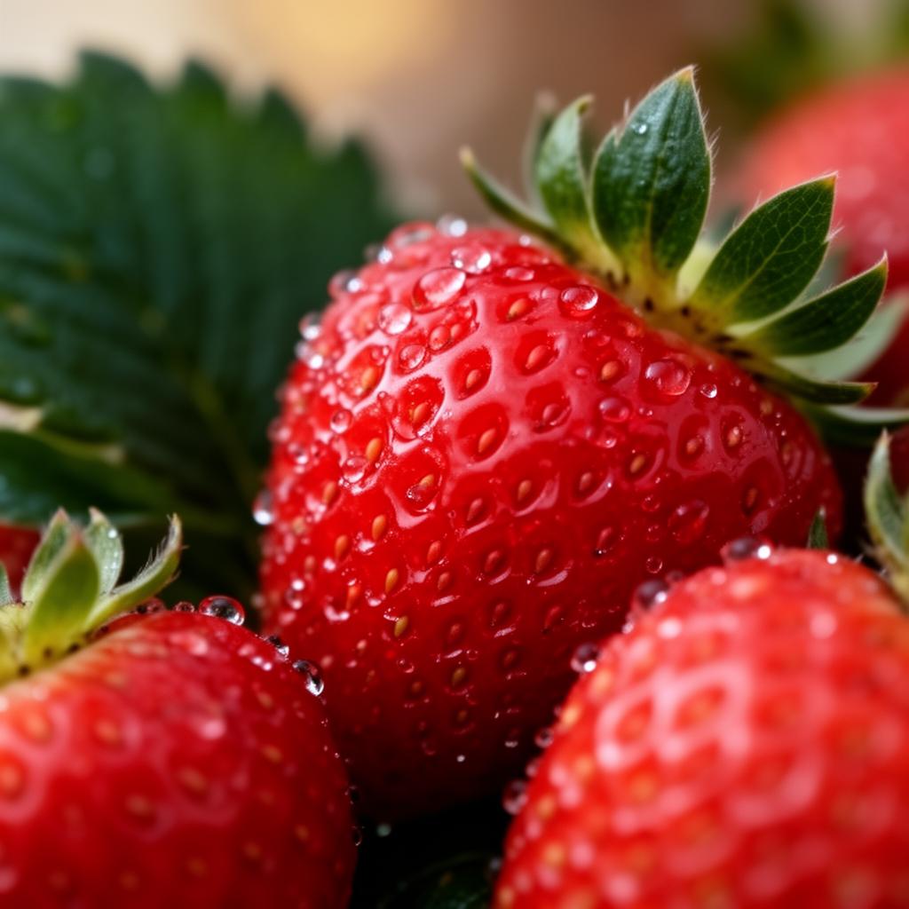 Fresh strawberries with morning dew